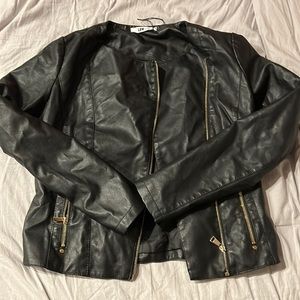 Black leather jacket- bomber style